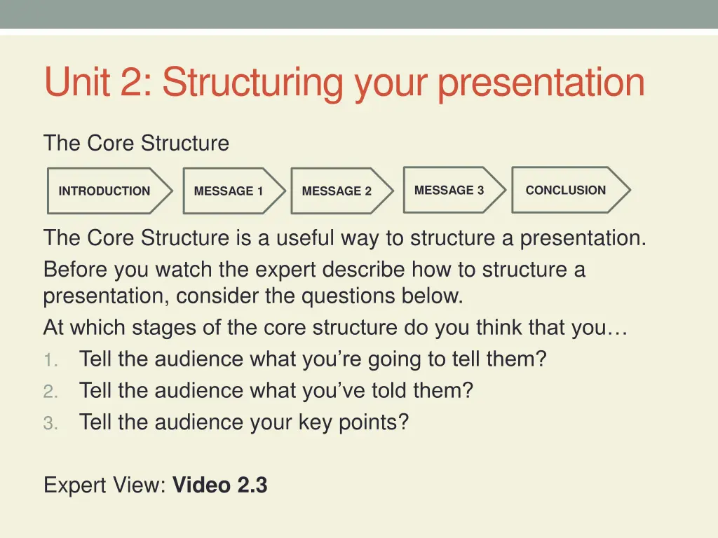 unit 2 structuring your presentation 1