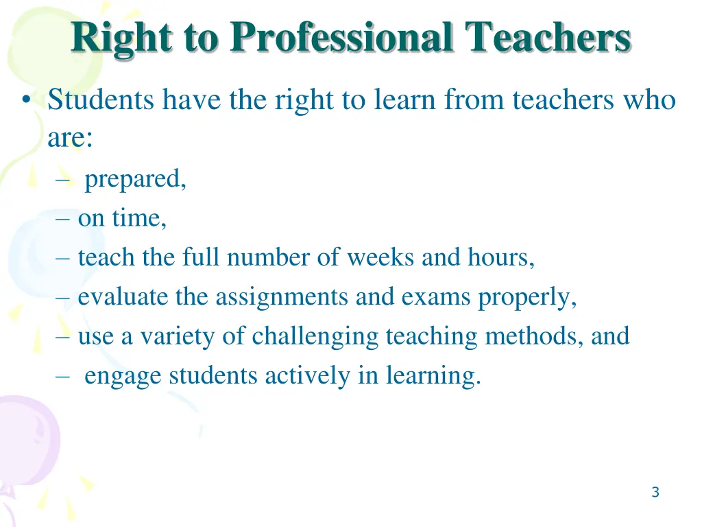 right to professional teachers