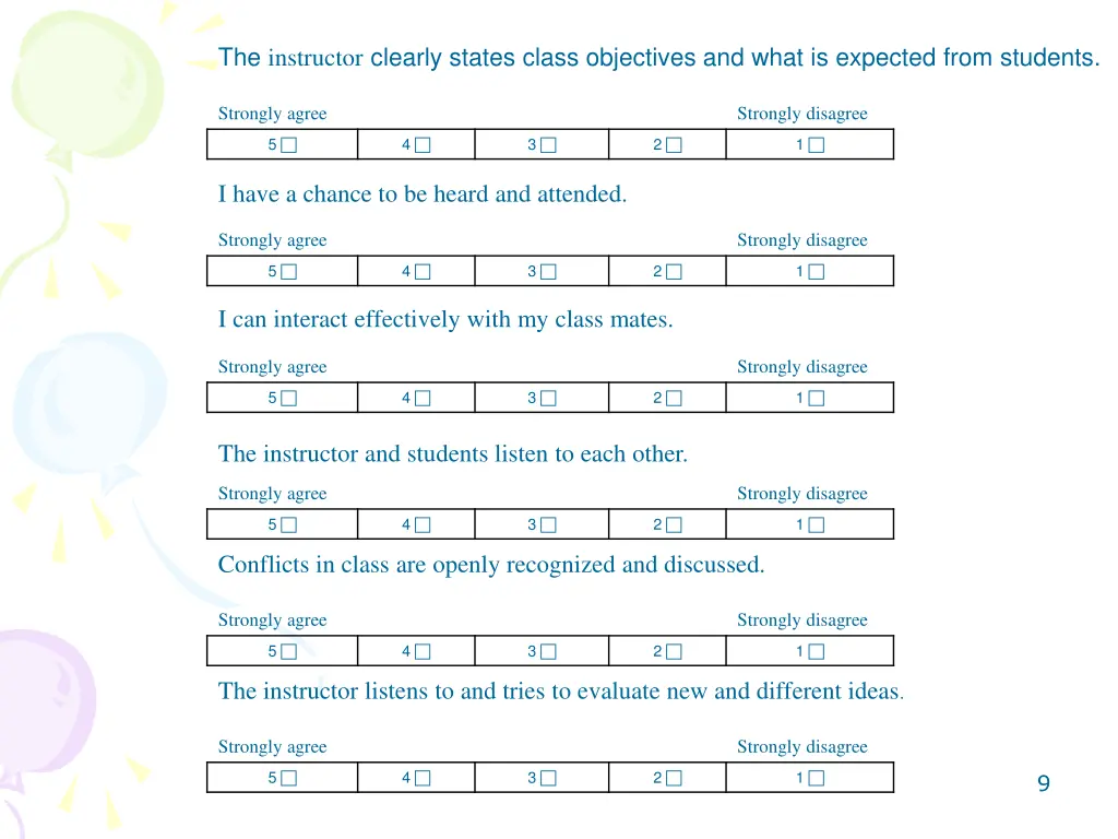 the instructor clearly states class objectives