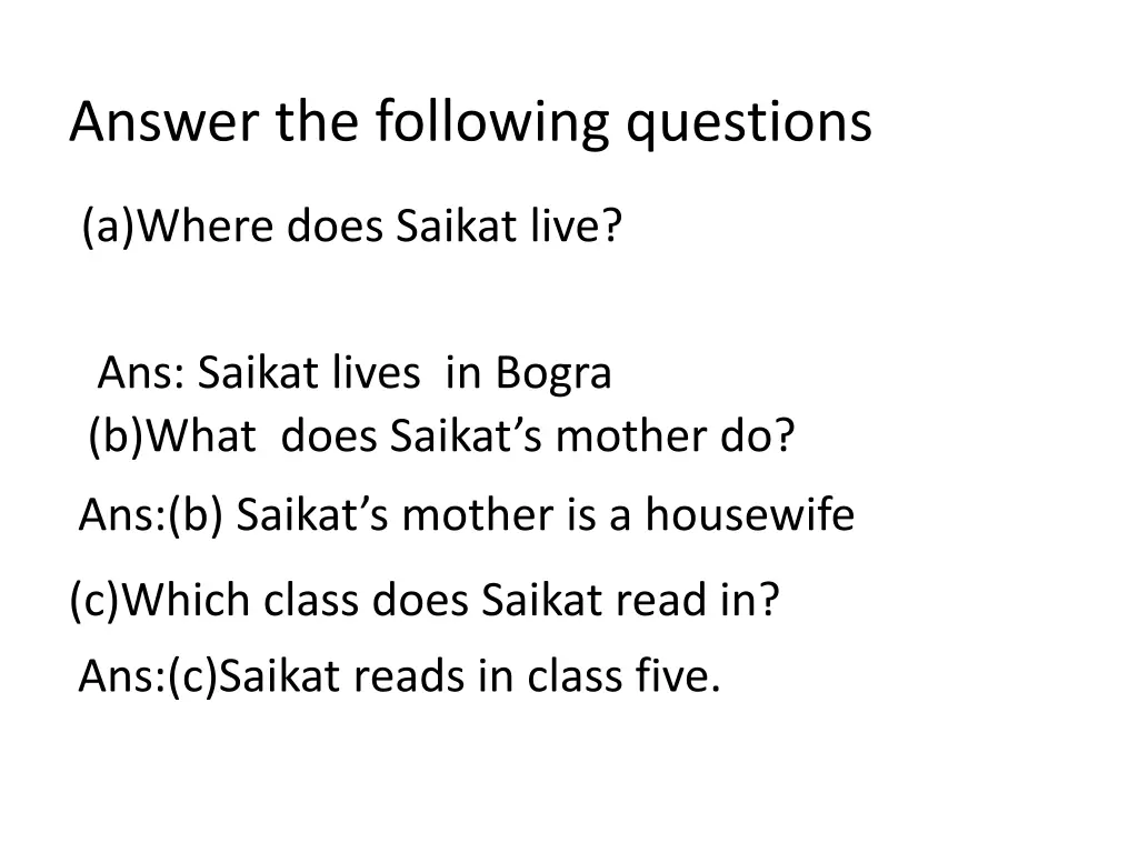 answer the following questions