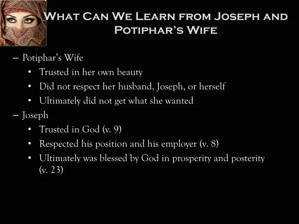 what can we learn from joseph and potiphar s wife