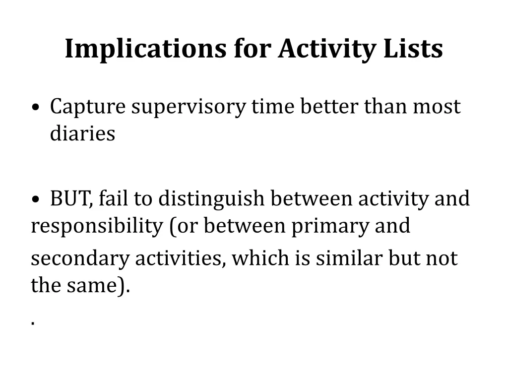 implications for activity lists