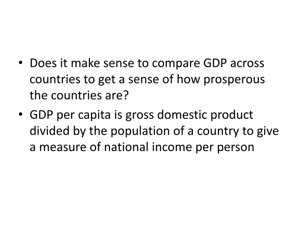 does it make sense to compare gdp across