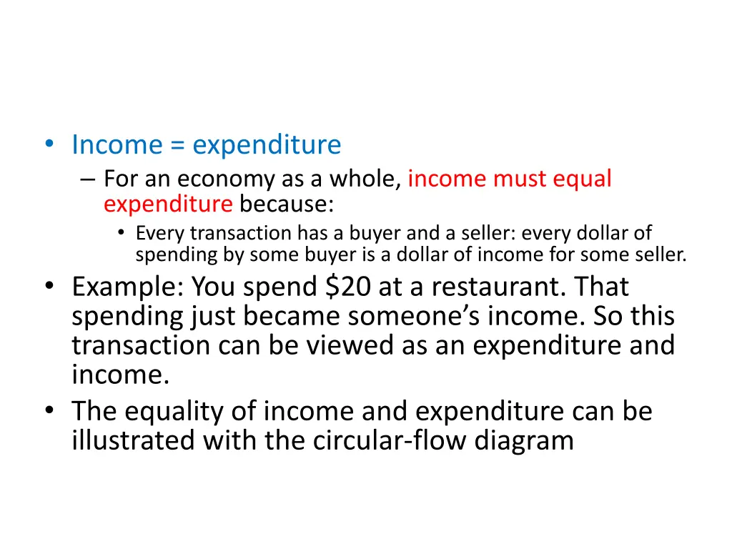 income expenditure for an economy as a whole