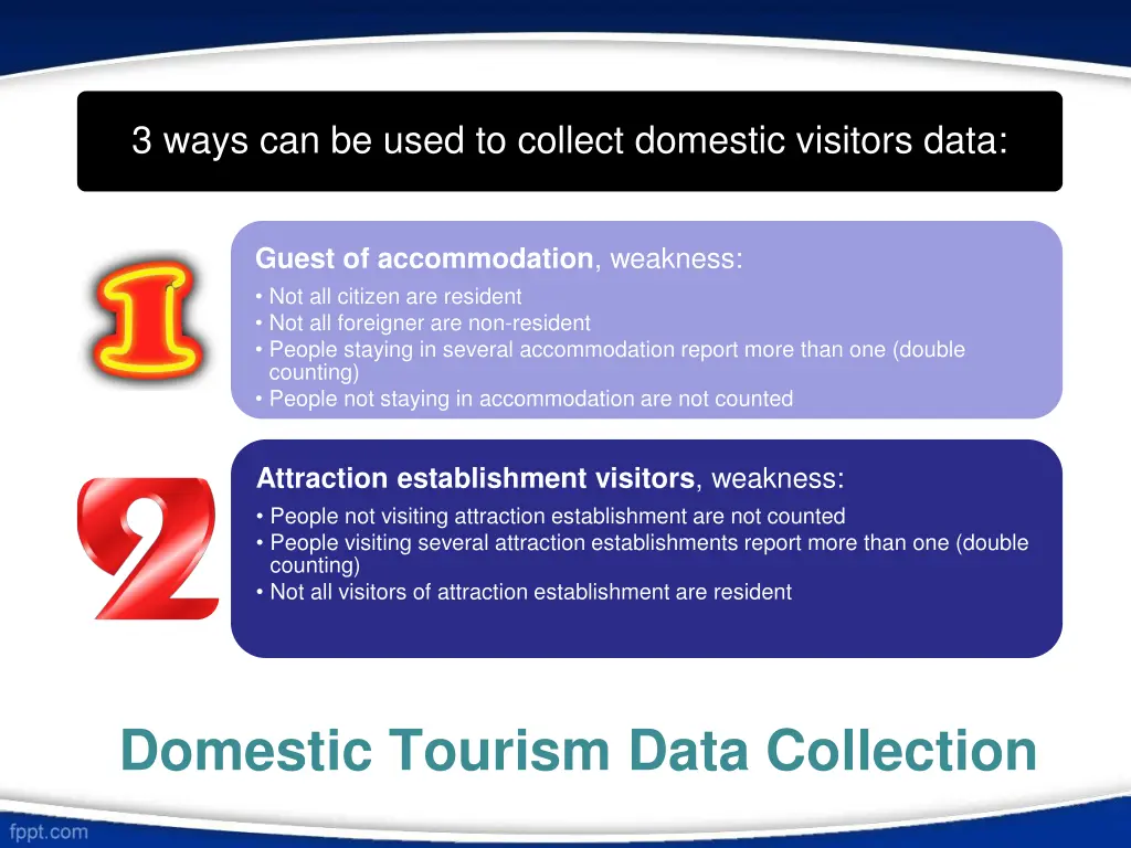 3 ways can be used to collect domestic visitors