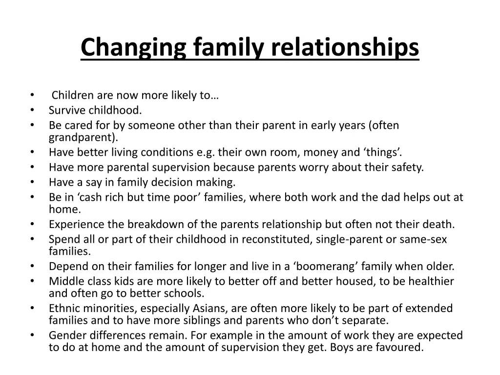 changing family relationships