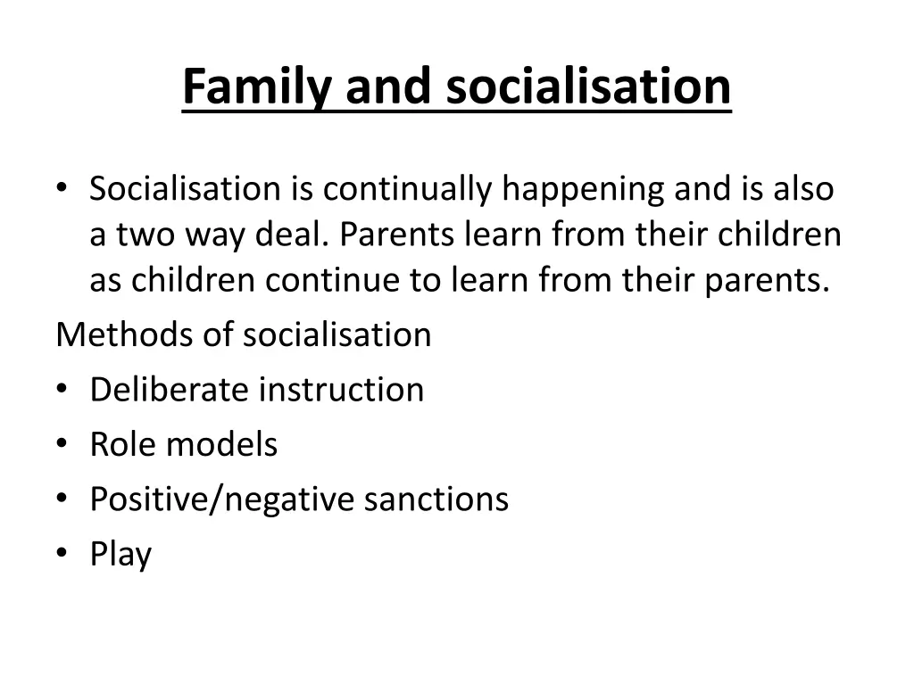 family and socialisation