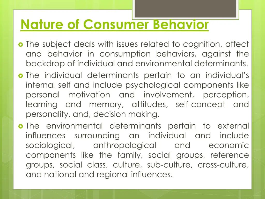 nature of consumer behavior