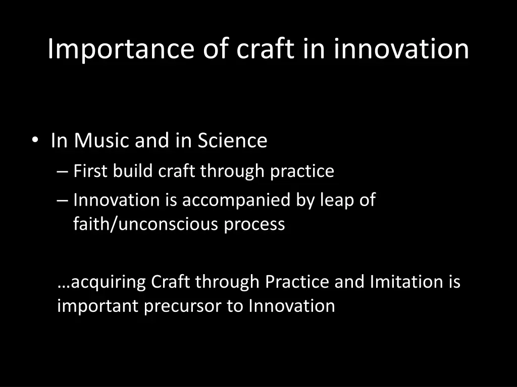 importance of craft in innovation