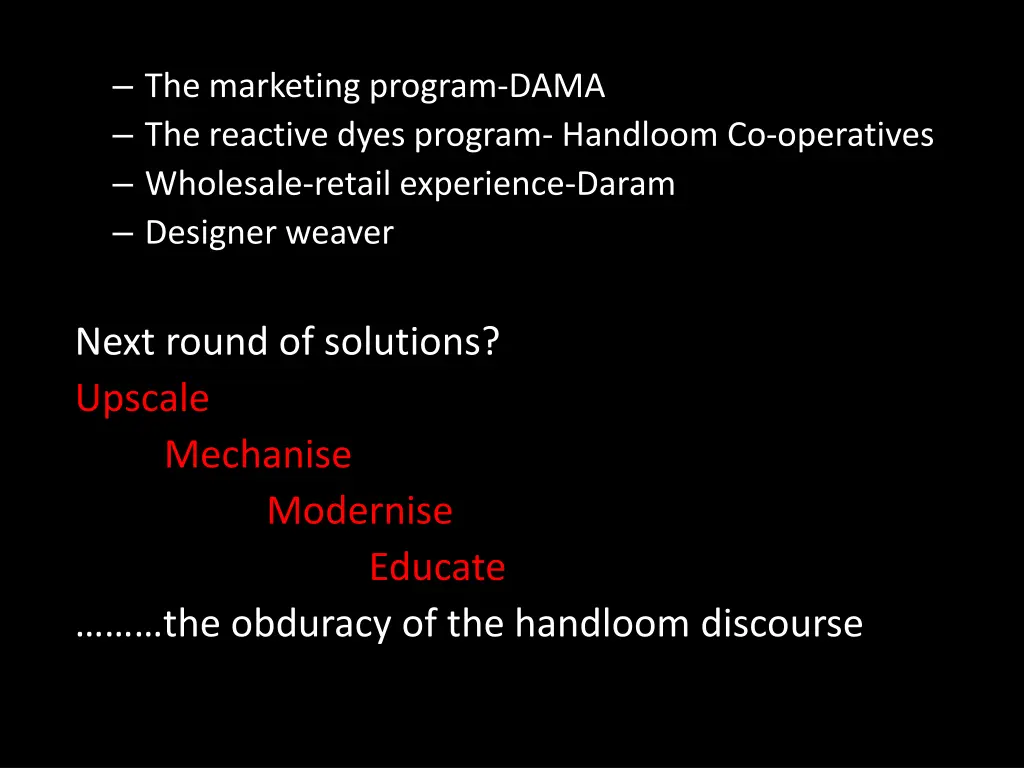 the marketing program dama the reactive dyes