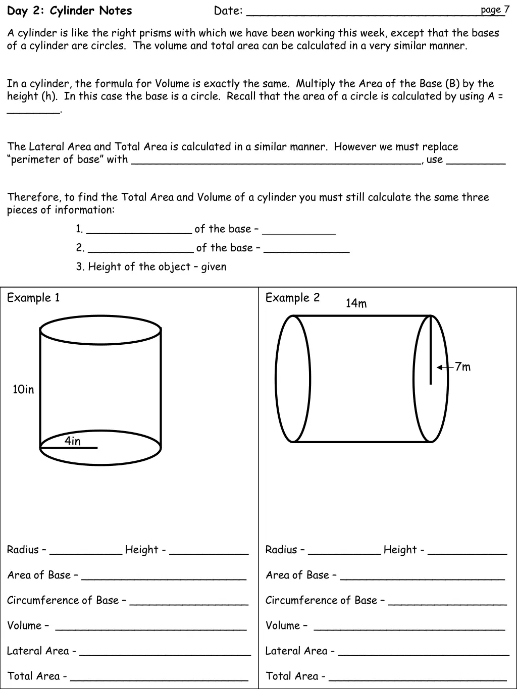 day 2 cylinder notes