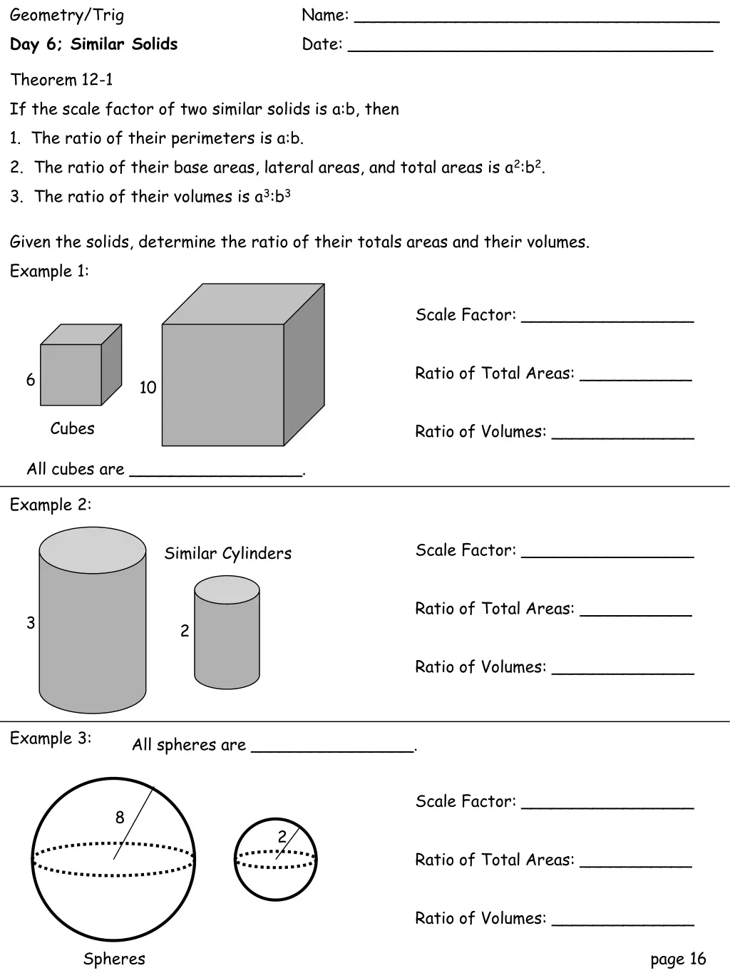 geometry trig day 6 similar solids