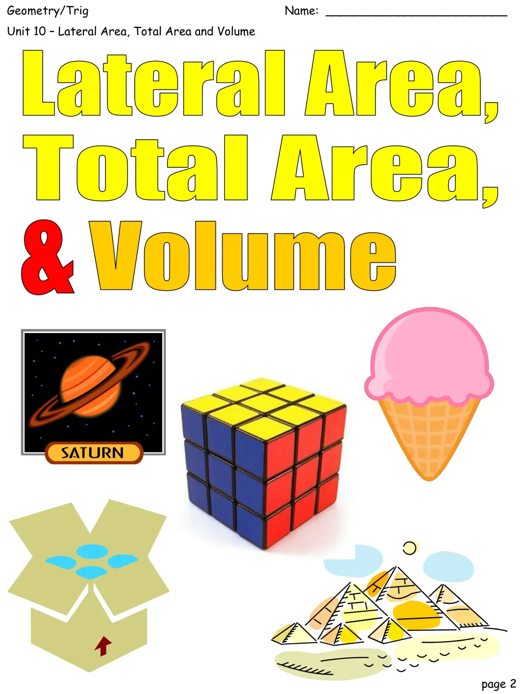 geometry trig unit 10 lateral area total area