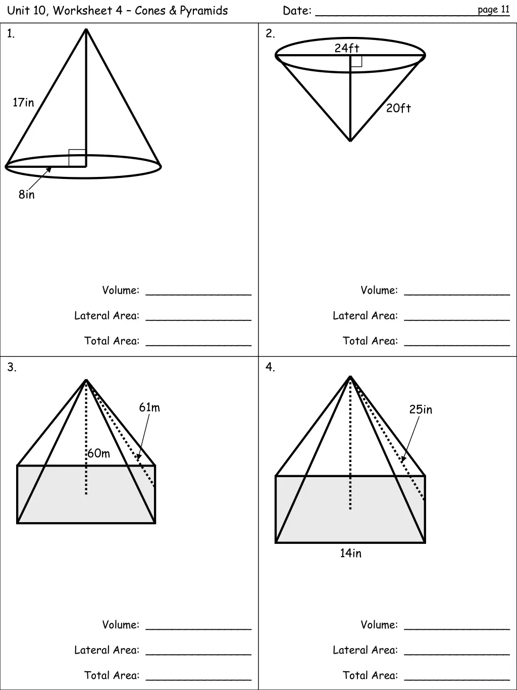 unit 10 worksheet 4 cones pyramids