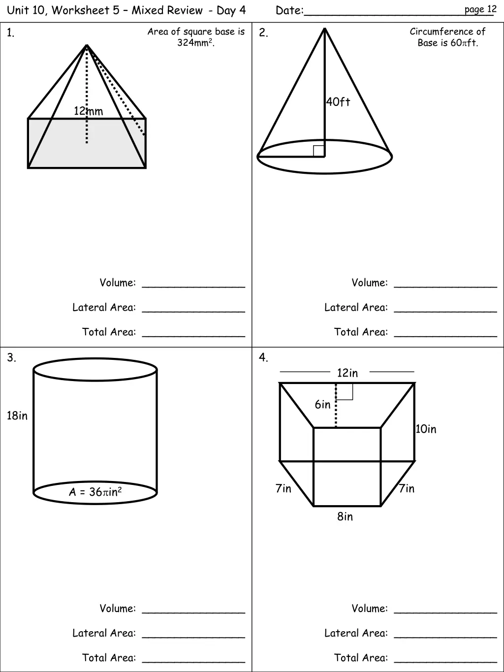 unit 10 worksheet 5 mixed review day 4