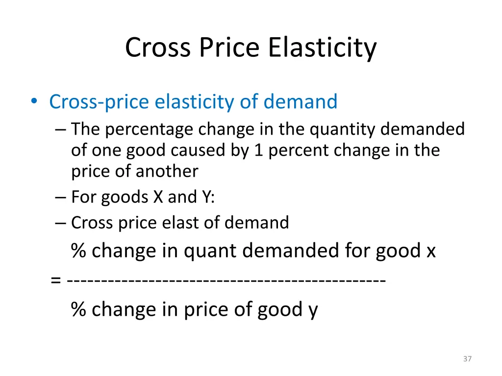 cross price elasticity