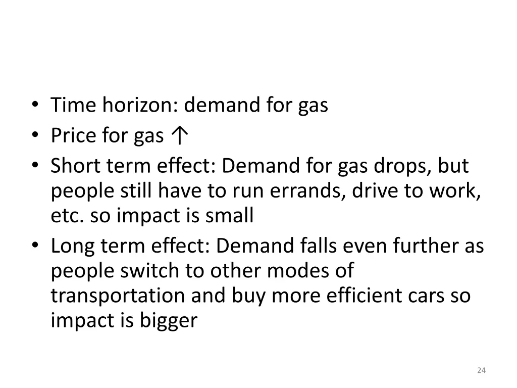 time horizon demand for gas price for gas short