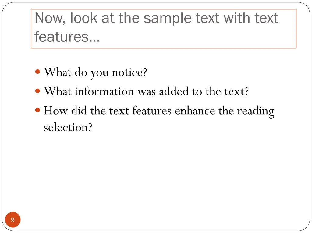 now look at the sample text with text features