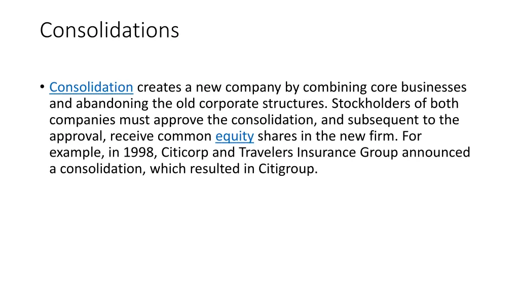 consolidations