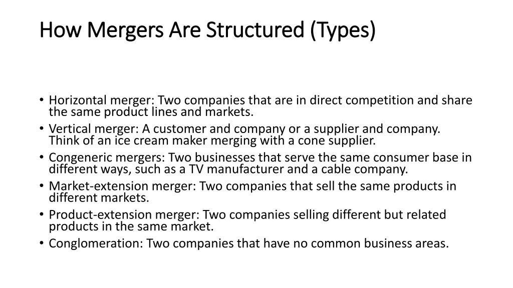 how mergers are structured types how mergers