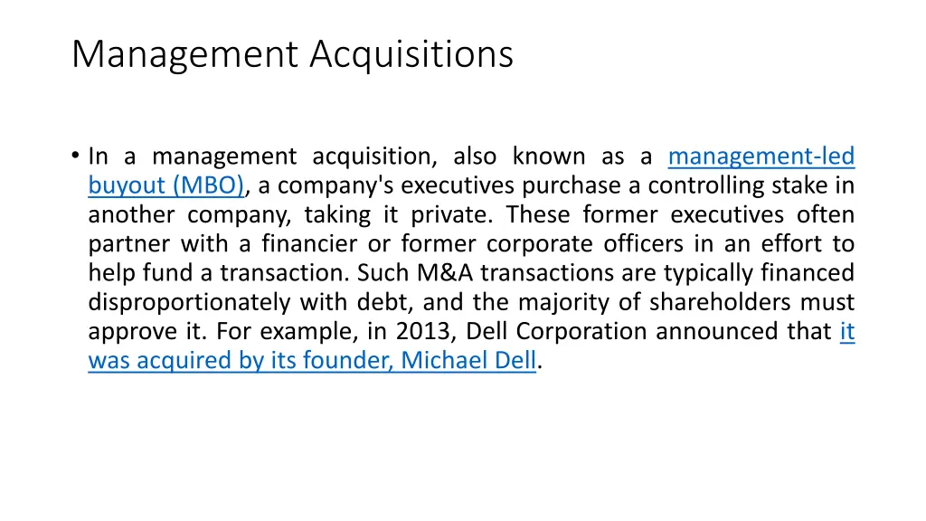 management acquisitions