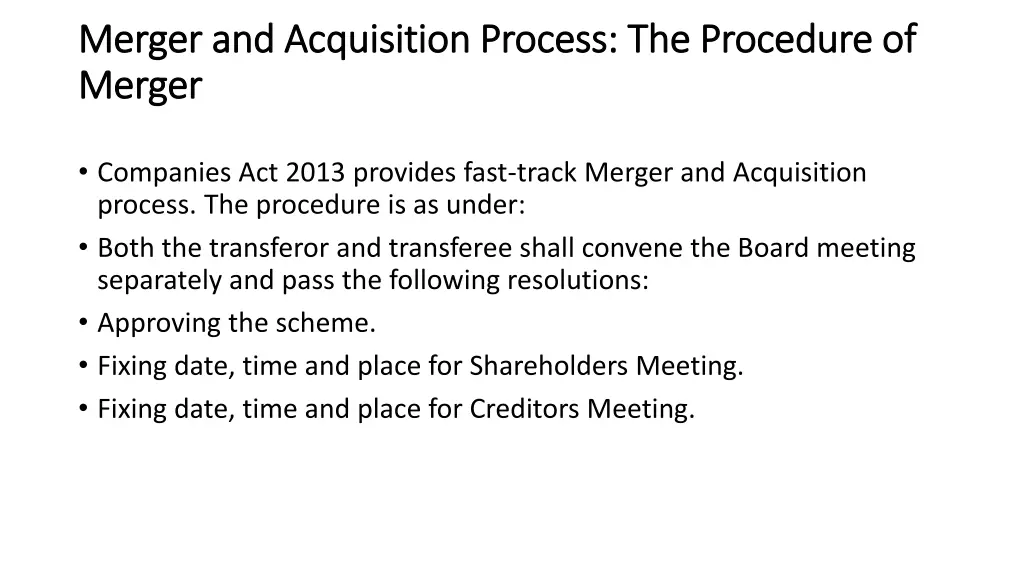 merger and acquisition process the procedure