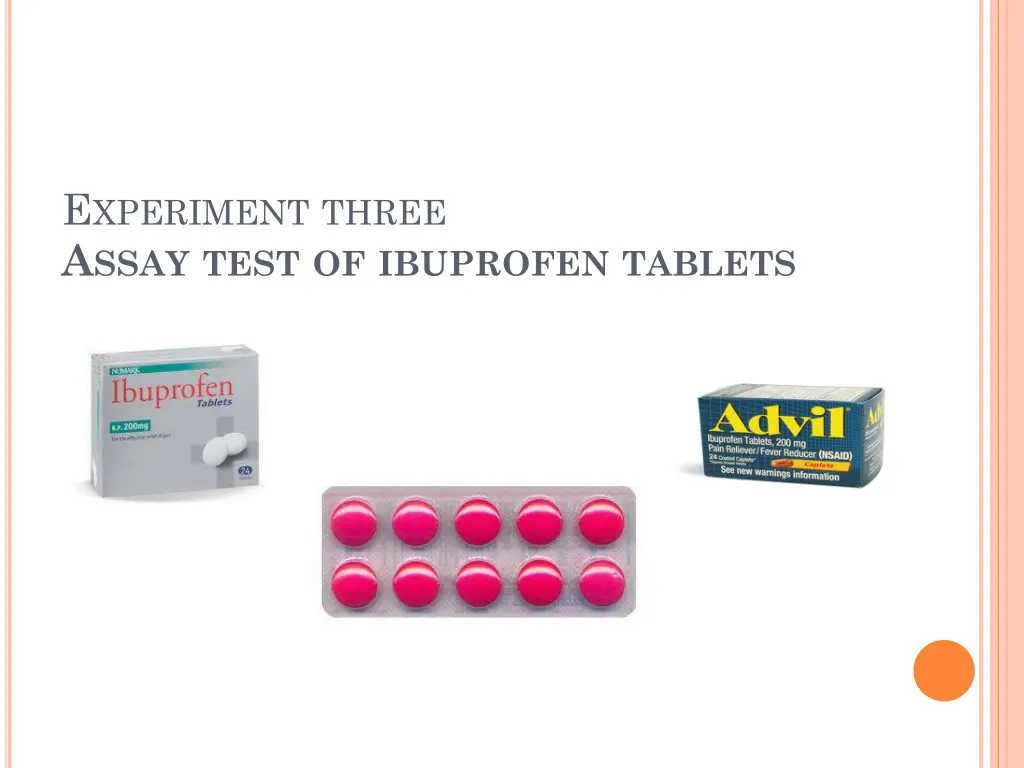 e xperiment three a ssay test of ibuprofen tablets