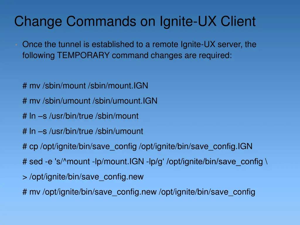 change commands on ignite ux client