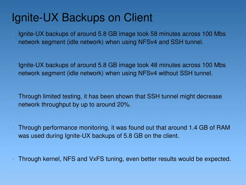 ignite ux backups on client 1