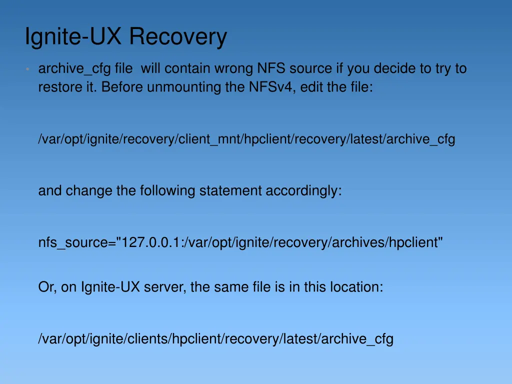 ignite ux recovery