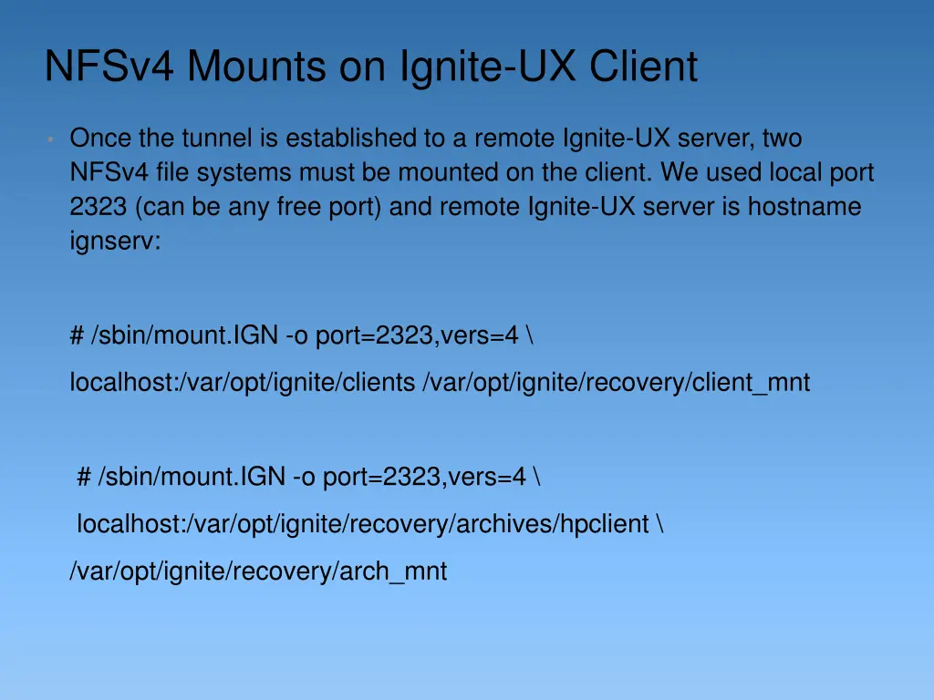 nfsv4 mounts on ignite ux client