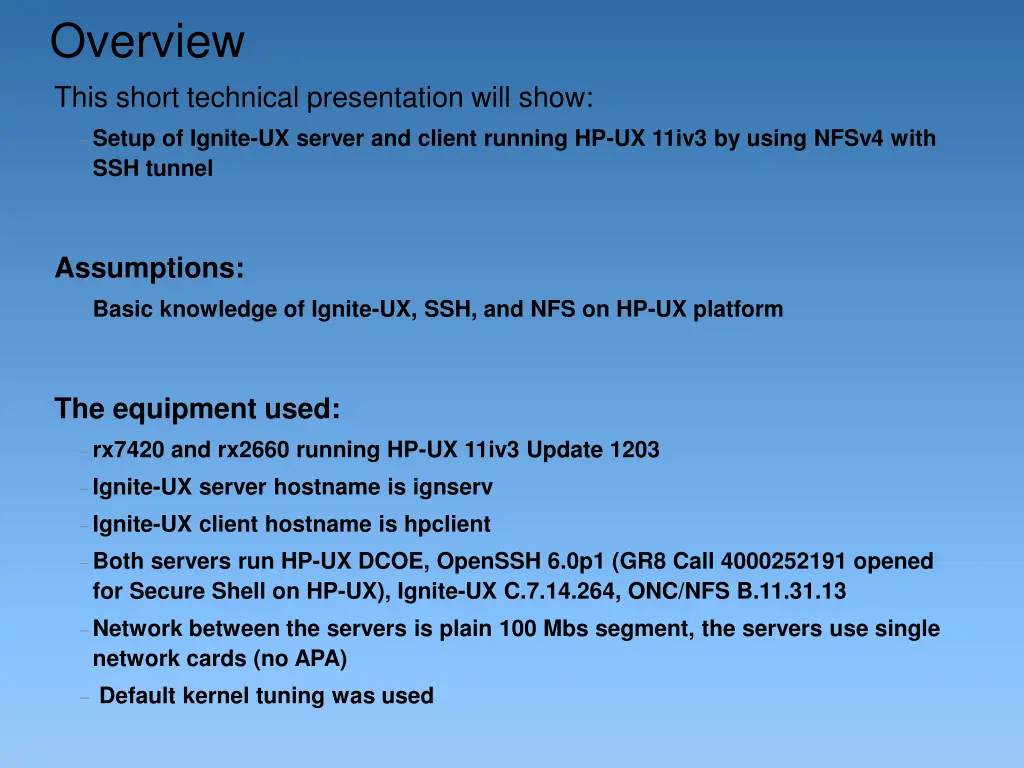 overview this short technical presentation will