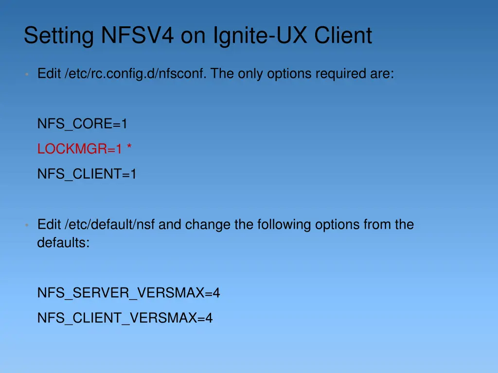 setting nfsv4 on ignite ux client