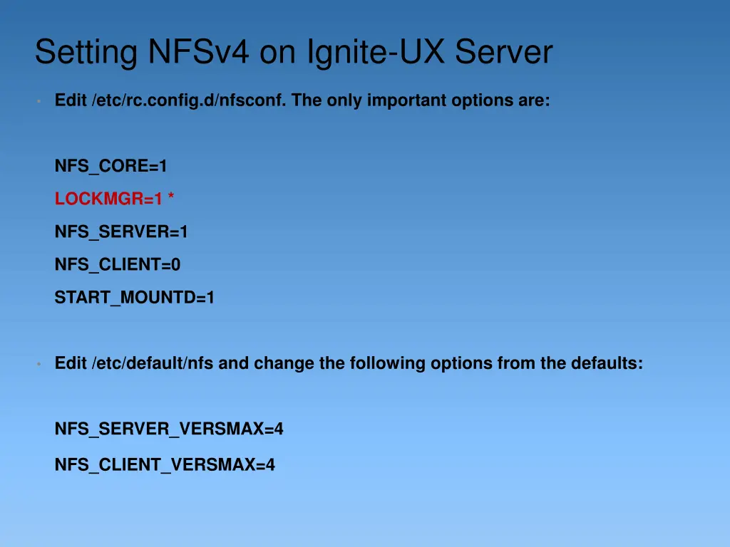 setting nfsv4 on ignite ux server