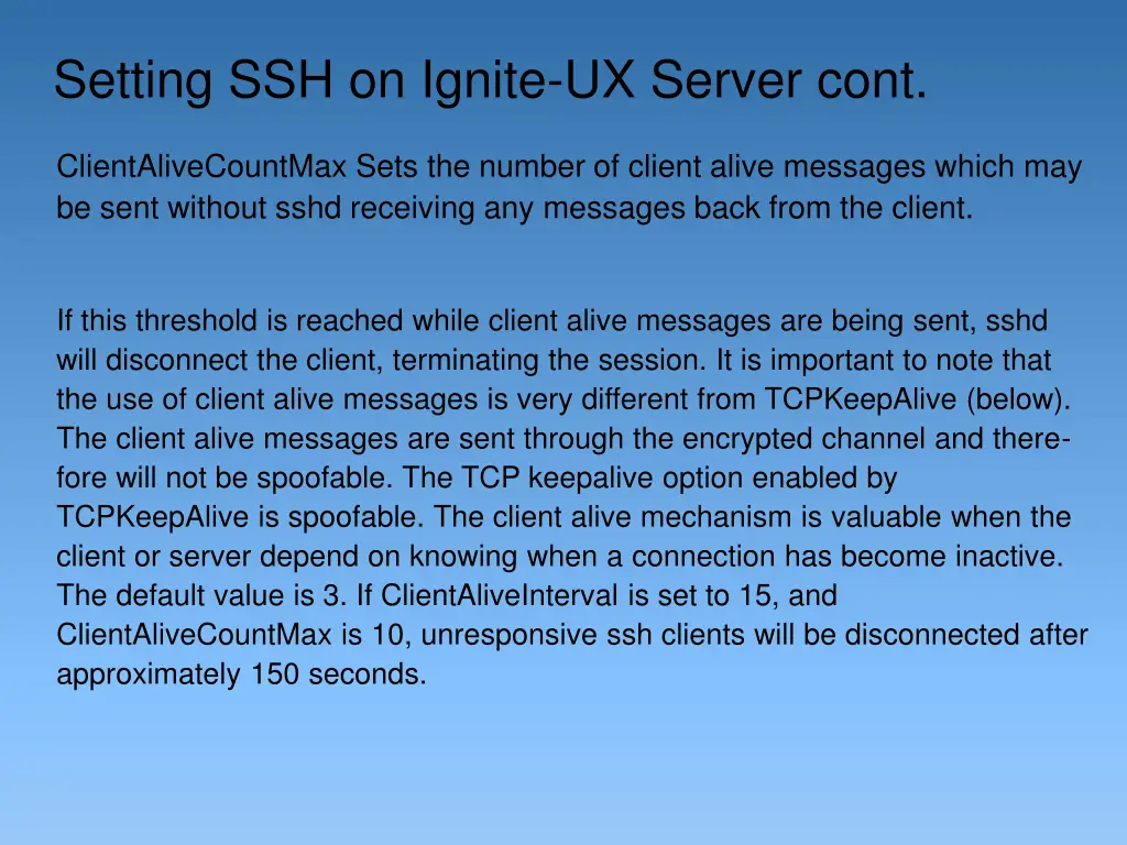 setting ssh on ignite ux server cont