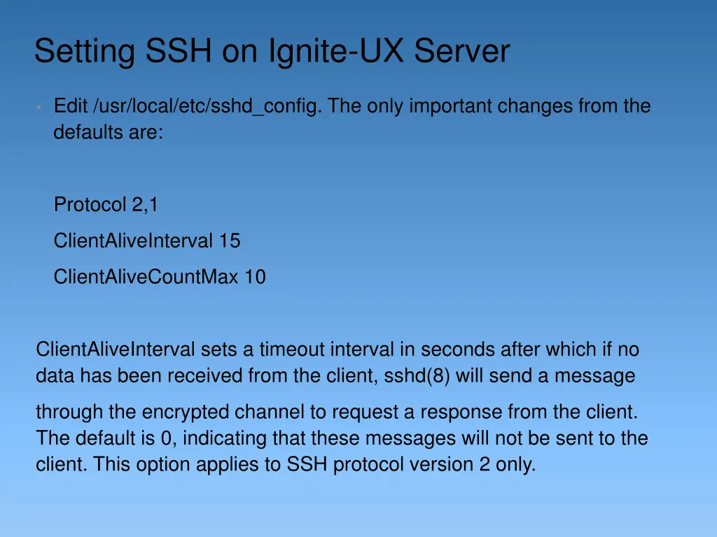 setting ssh on ignite ux server