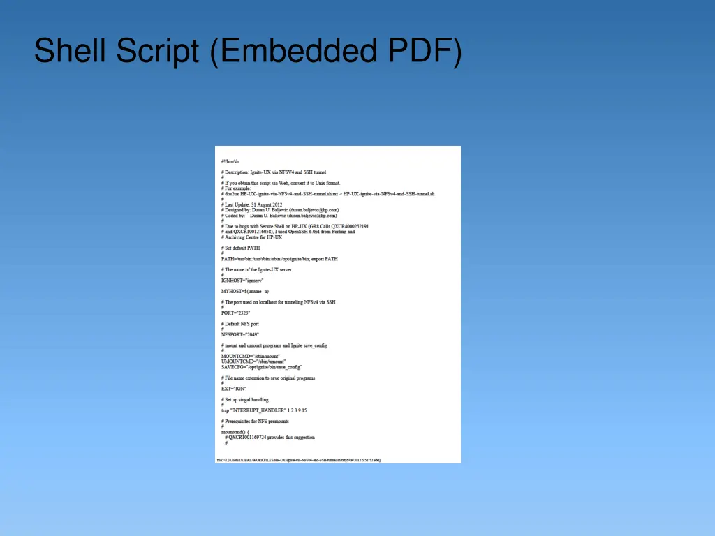 shell script embedded pdf