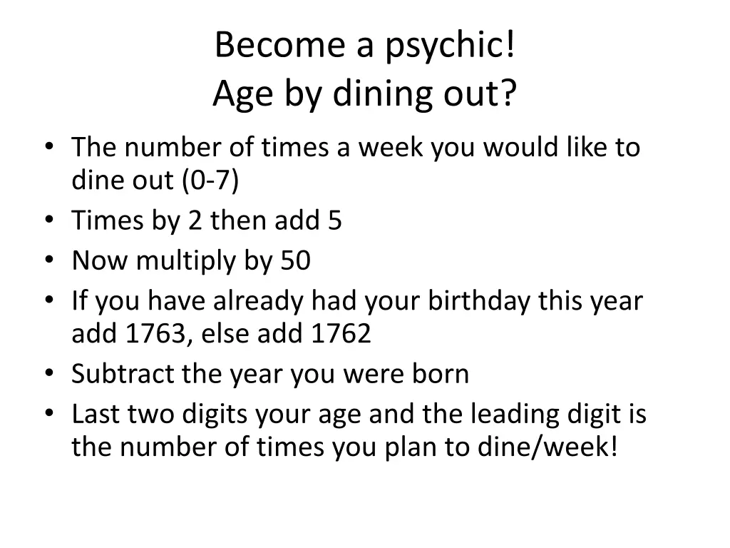 become a psychic age by dining out