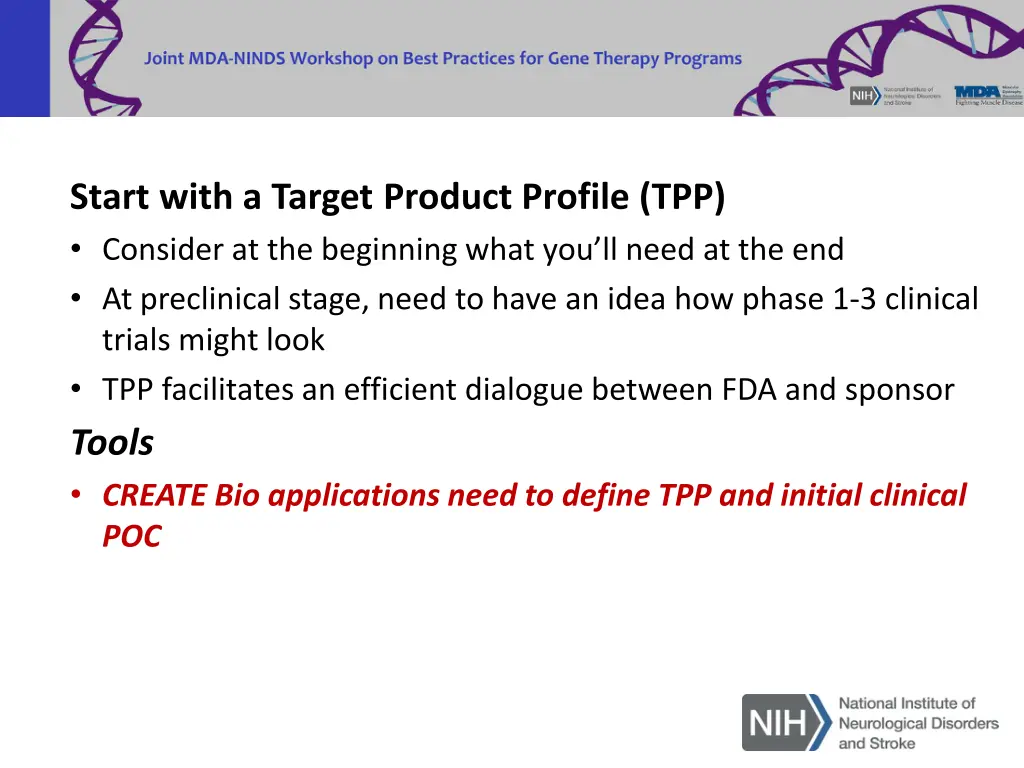 start with a target product profile tpp consider