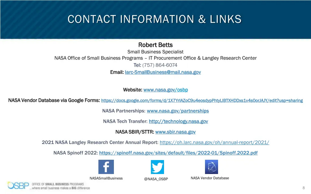 contact information links