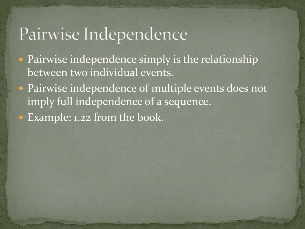 pairwise independence