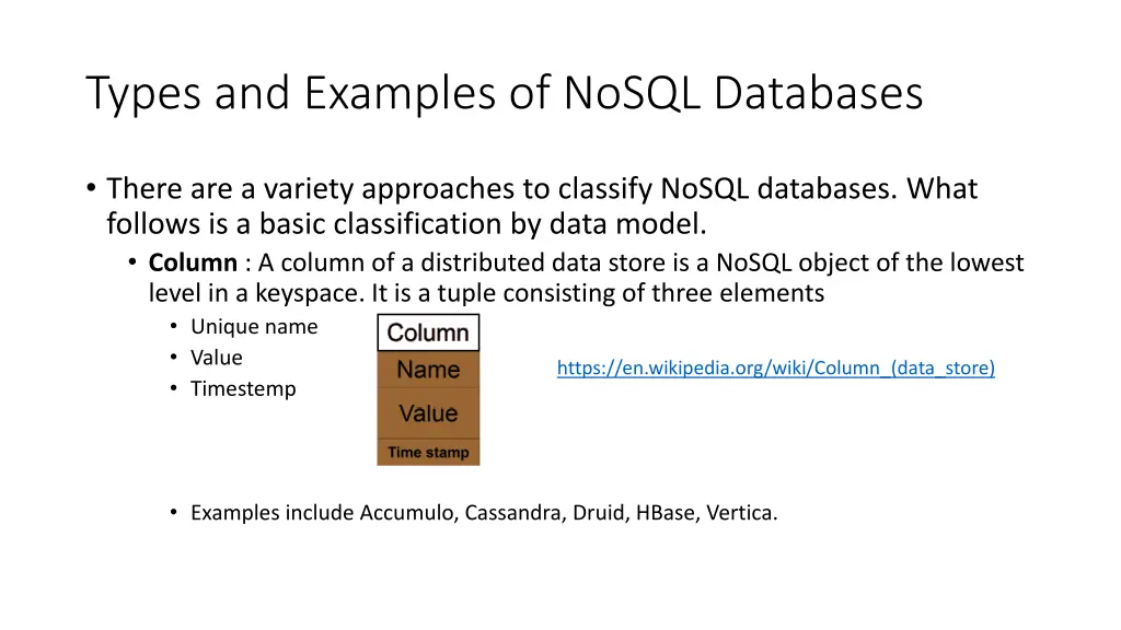 types and examples of nosql databases