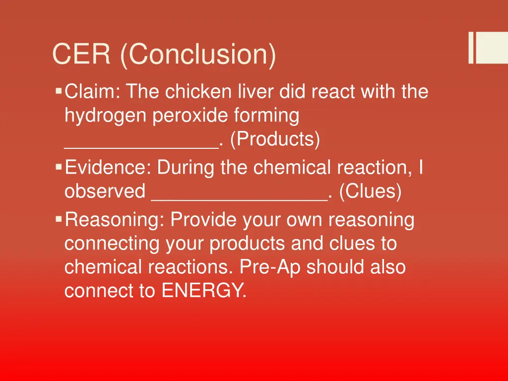 cer conclusion claim the chicken liver did react