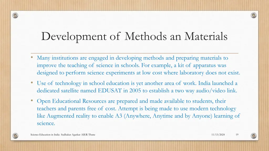 development of methods an materials