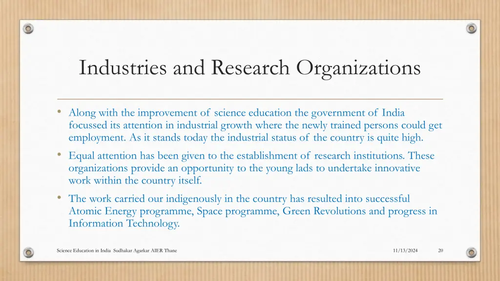 industries and research organizations