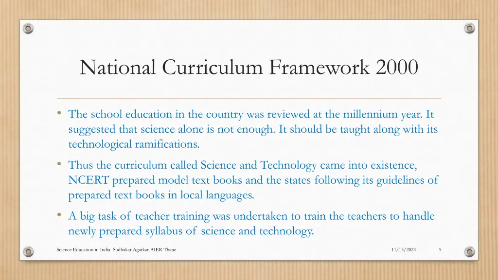 national curriculum framework 2000