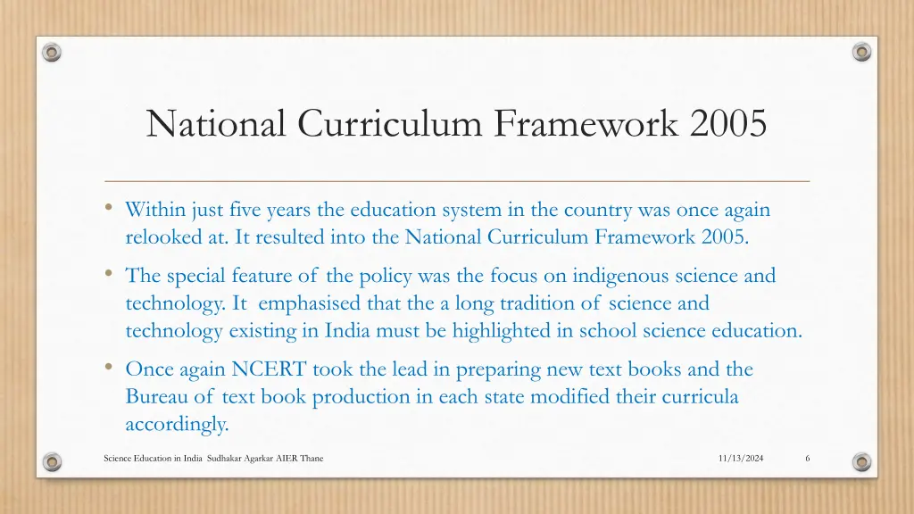 national curriculum framework 2005