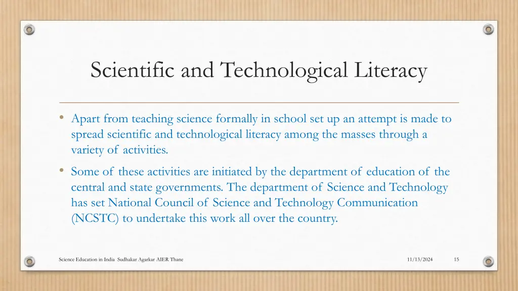 scientific and technological literacy