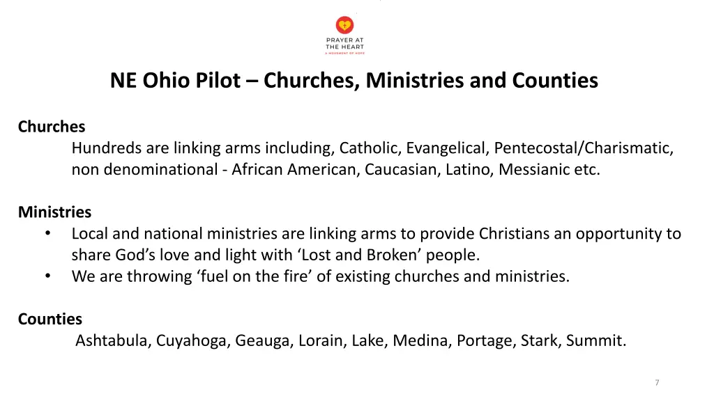 ne ohio pilot churches ministries and counties