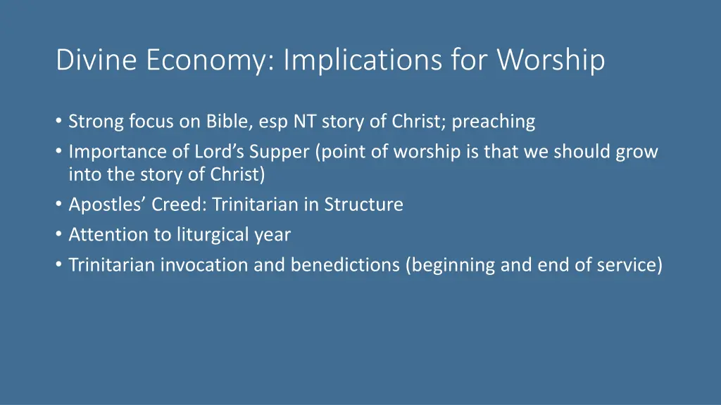 divine economy implications for worship